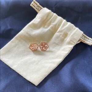 Elegant Gold Hexagon Stud Earrings